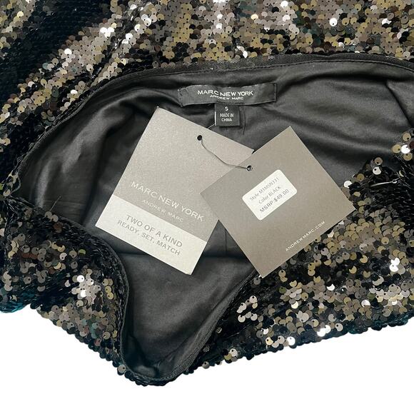 NEW Marc New York by Andrew Marc black sequined mini skirt - Picture 5 of 7